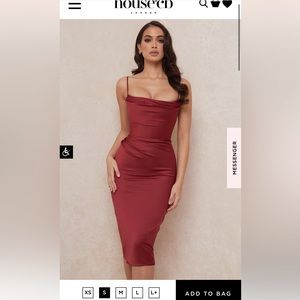 BNWOT House of CB ANJA RAISIN SATIN CORSET MIDI DRESS